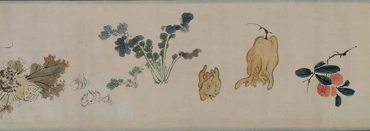 浦上春琴「花卉果蔬図巻」